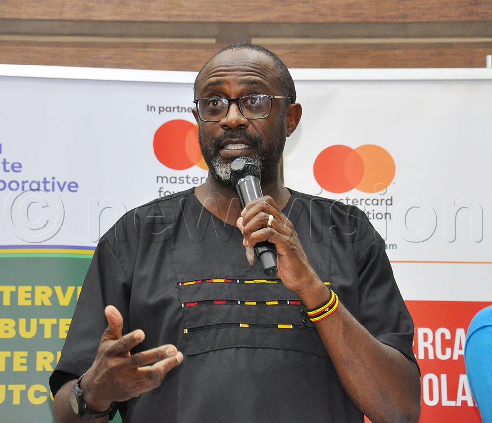 Adrian Bukenya, Country Director, MasterCard Foundation, addressing participants during the MasterCard Foundation award ceremony at Makerere University on August 21, 2026. (Photo by Nancy Nanyonga)