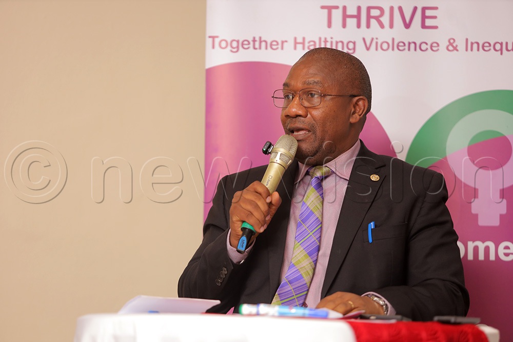 Vincent Bagambe, the Director of Planning and Strategic Information at the Uganda AIDS Commission, giving his opening remarks during the Thrive Regional Coalition Action Convening at Protea Hotel in Kampala on Wednesday. (Photo by Hope Mafaranga)