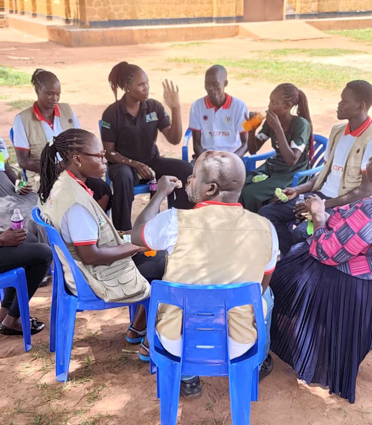 Health workers counselling some of the residents that where screened for sickle cell disease at St Peter Claver Ober Catholic Parish in Lira. (Photo by Ritah Mukasa)