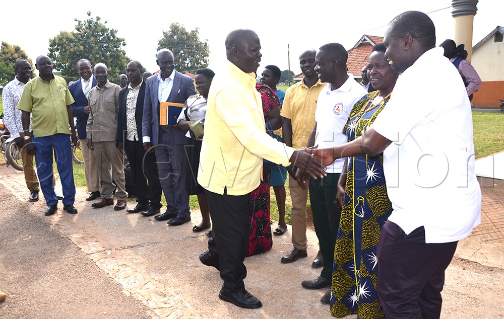 Minister Ongalo is welcomed to Kalaki District, where he later handed over iron sheets to various institutions on Wednesday, July 1, 2026. (Photo by Delux Emmy Alomu)