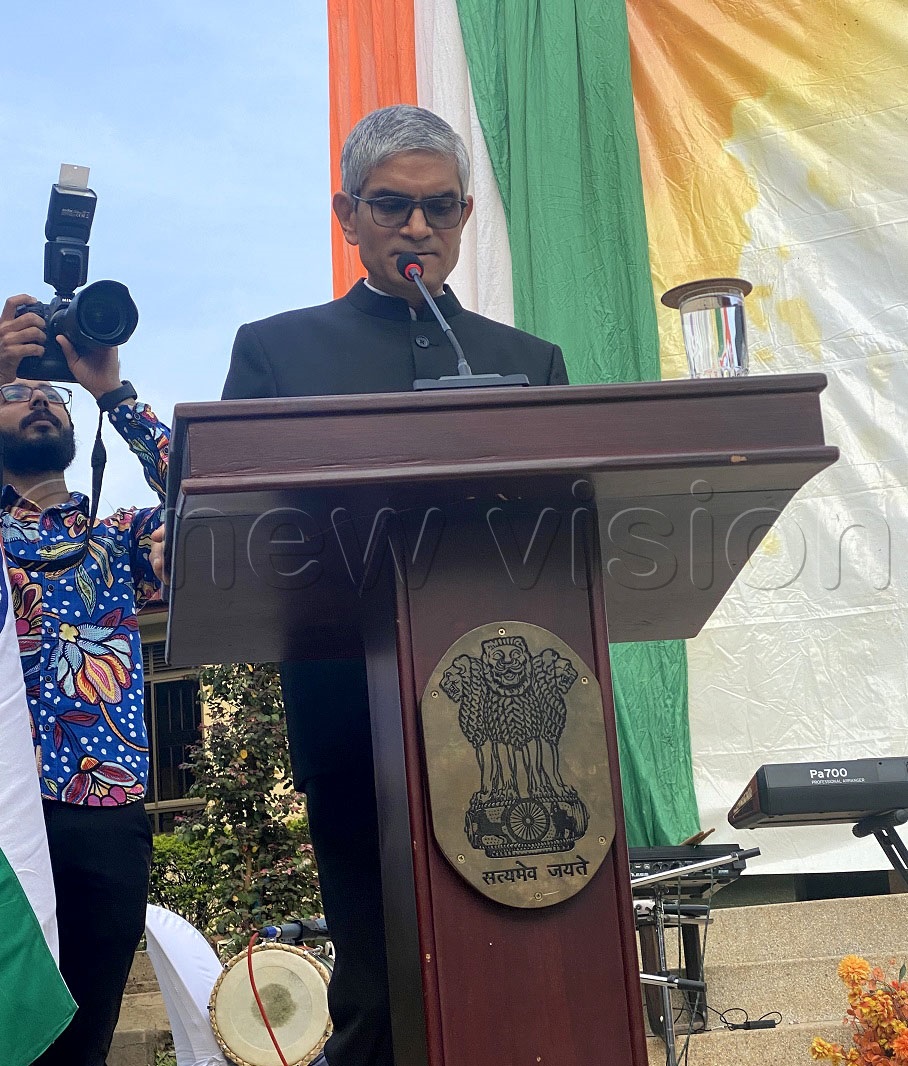 High Commissioner of India to Uganda, Shri Upender Singh Rawat, making his speech. (Photo by Annabel Oyera)