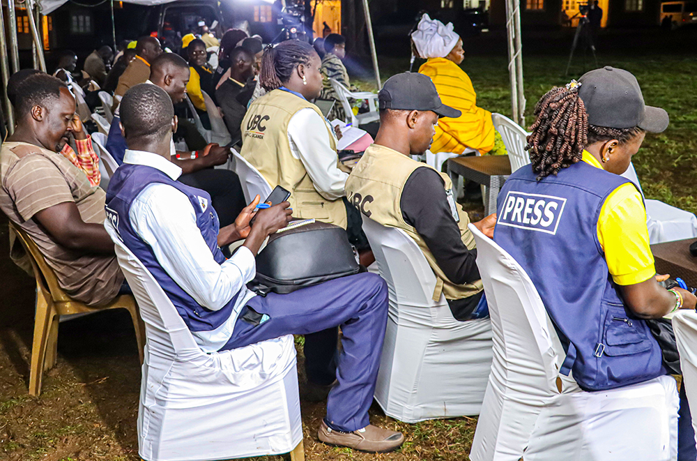 Journalists during the session with the president at the Morulinga State Lodge, Napak District, on Wednesday, October 29, 2025. (PPU)