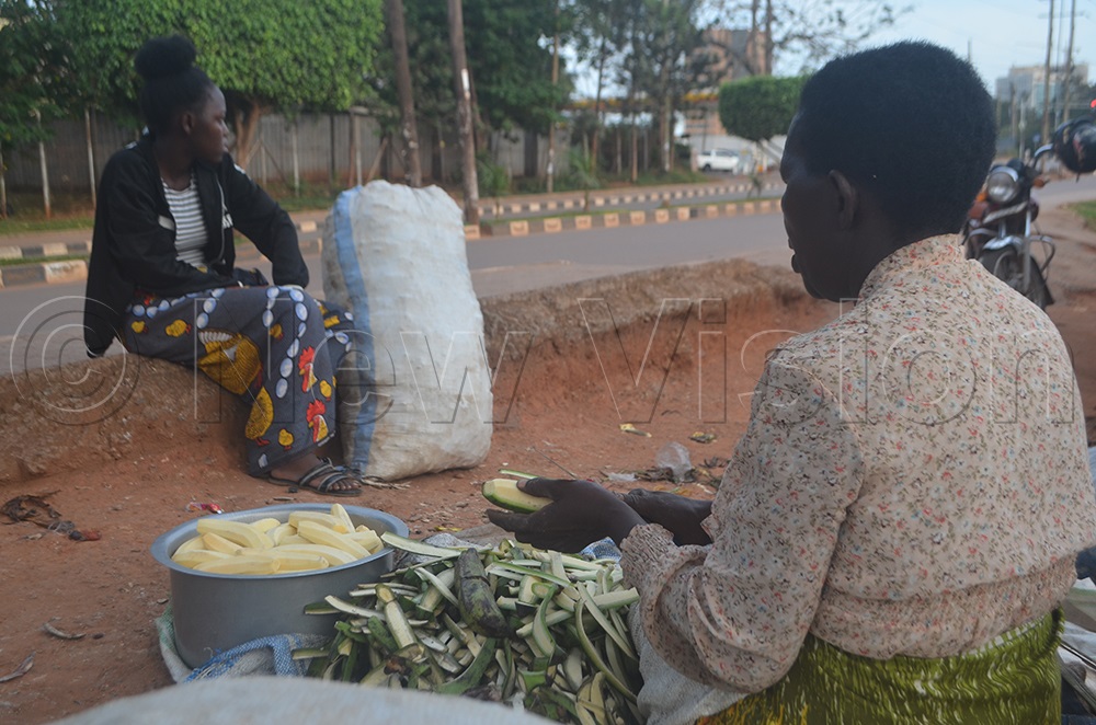 Namusisi usually buys the peels from dealers, who also collect them from various locations. She buys one bag at sh8,000 and in turn sells it at sh10,000, making a profit of sh2,000. (Credit: Frank Ssentongo)