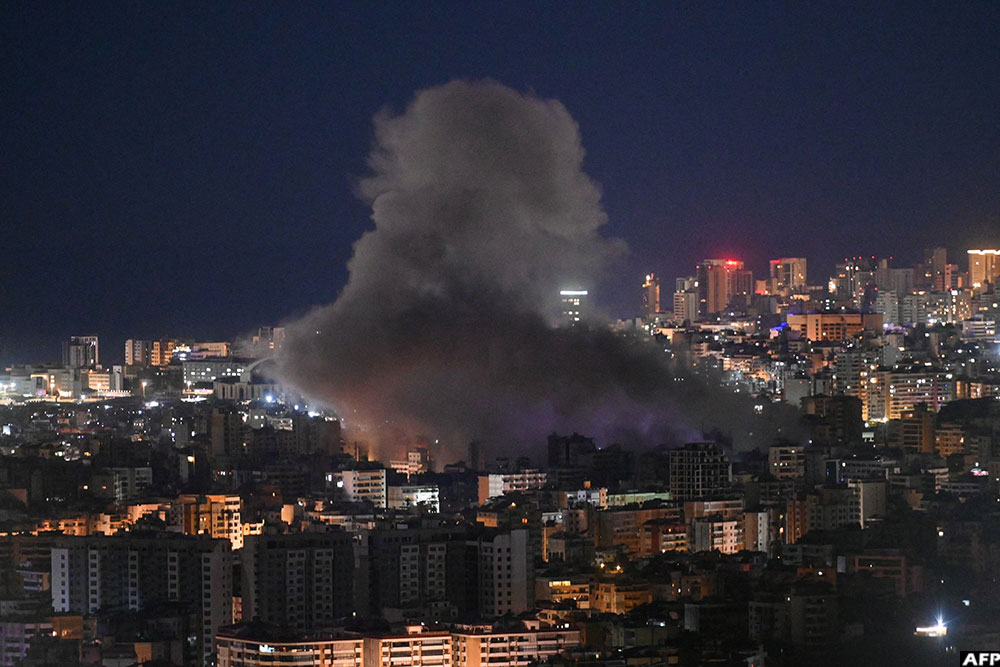 Smoke rises from the site of an Israeli airstrike that targeted an area in Beirut's southern neighbourhood on March 5, 2026