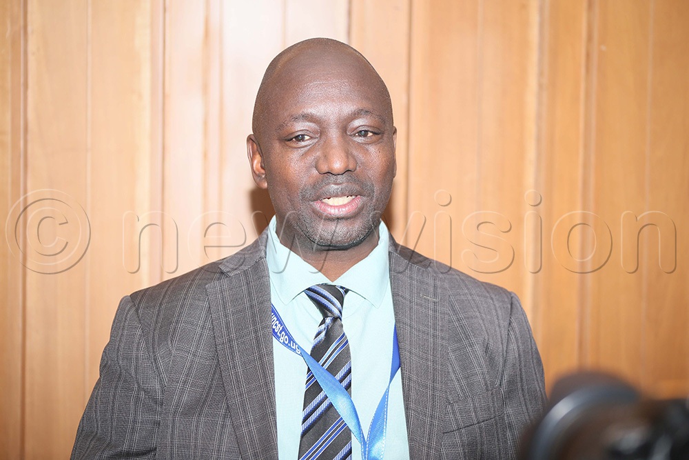 UNCST executive secretary James Kisaale, speaking during the national dialogue on intellectual property, technology transfer and research commercialisation held at Four Points by Sheraton on August 5. (Photos by Alfred Ochwo)