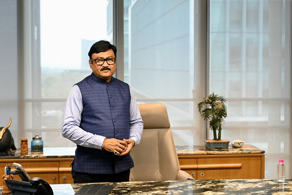 This photograph taken on January 29, 2026 shows India’s Drug Manufacturers' Association spokesperson Viranchi Shah, the largest industry body of Indian pharmaceutical manufacturers, looking on during an interview with AFP in Ahmedabad. (Photo by Shammi MEHRA / AFP)