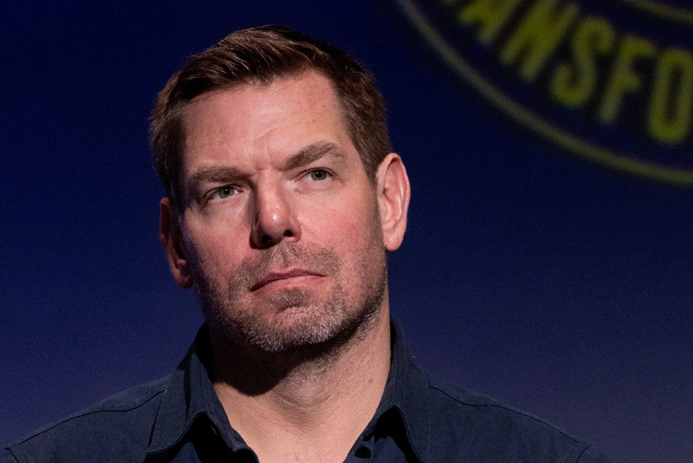 (FILES) US Representative Eric Swalwell, Democrat of California, looks on during the SEIU-United Service Workers West's Gubernatorial Candidate Worker Forum at Meruelo Studios in Los Angeles, California, on January 10, 2026. (AFP)