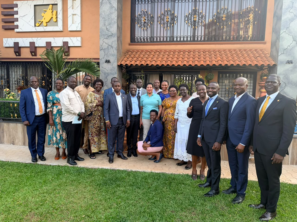 A section of Teso MPs and former Speaker Anita Annet Among posing for a photo on Thursday. (Courtesy photo)