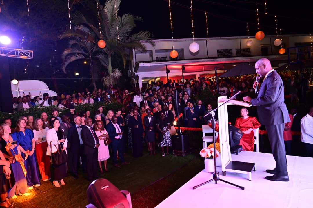 The Deputy Speaker of Parliament, Thomas Tayebwa, addressing guests during King's Day dinner at the Dutch Embassy in Kampala on Thursday (April 23, 2026).