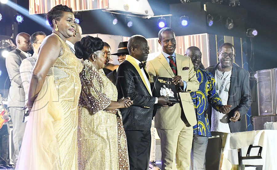 Prince David Kintu Wasajja and Moses Matovu launches Afrigo Band's book. Photo by Ignatius Kamya