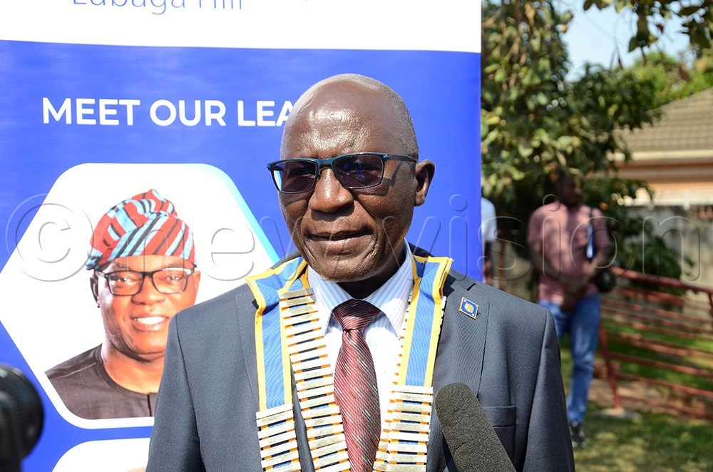 Daniel Mukasa Ddamulira, the Rotary District 9214 Governor, speaking to journalists during the commissioning of the solar lights that were installed under the Kitunzi-Wakaliga Street Solar Light Project by 21 Rotary clubs and 15 Rotaract Clubs. This was at Lungujja on July 10, 2026. (Photo by Lawrence Mulondo)