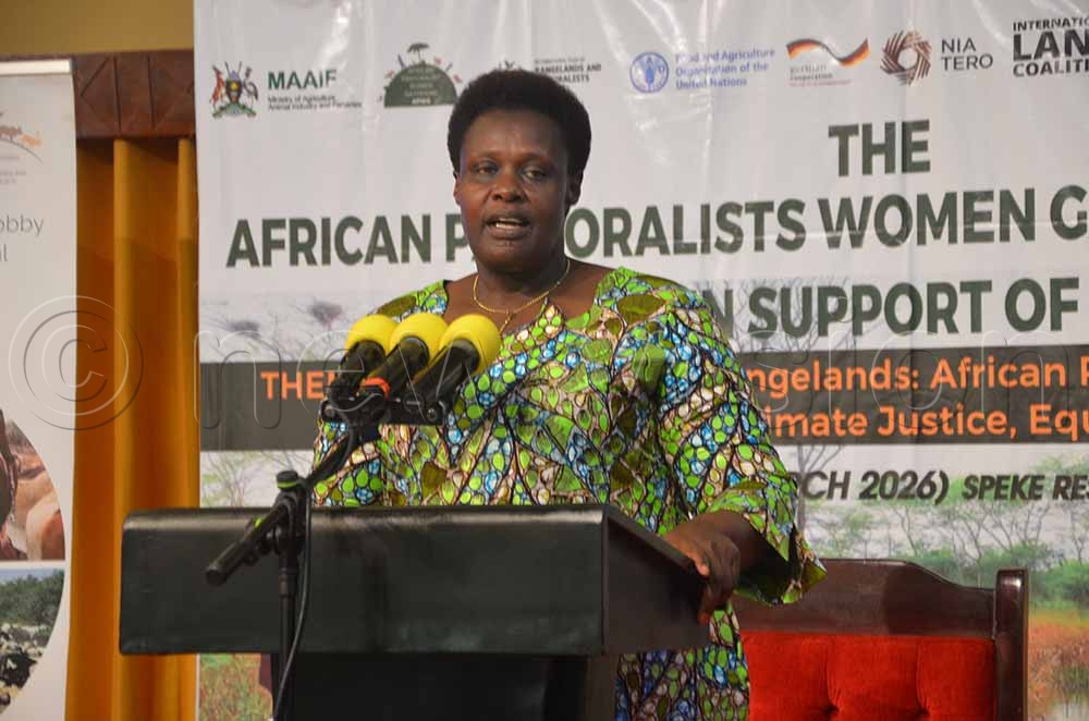 Vice President Jesca Alupo addressing the over 200 African pastoralist women at Speke resort Munyonyo in Kampala. (Credit: Olandason Wanyama)