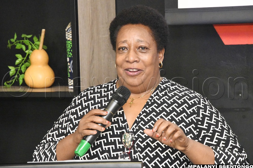  Education ministry Directorate of Educational Standards head Mary Frances Atima speaking during the launch of two programmes designed to transform skills training, education delivery and employability. (Photo by Mpalanyi Ssentongo)