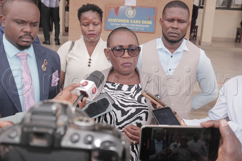 Daisy Nabatanzi, who filed an election petition against Betty Nambooze, speaks after the court session was adjourned to a later date. (Photo by Màdinah Sebyala)