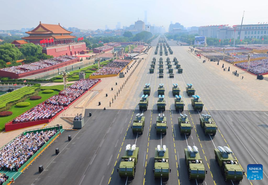 Armament formations attend a massive parade in Beijing, capital September 3 to mark 80th anniversary of WWII victory. (Xinhua)