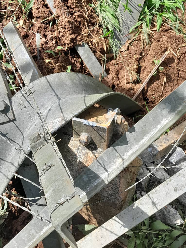 Vandalised parts of the electricity lines.(Courtesy)