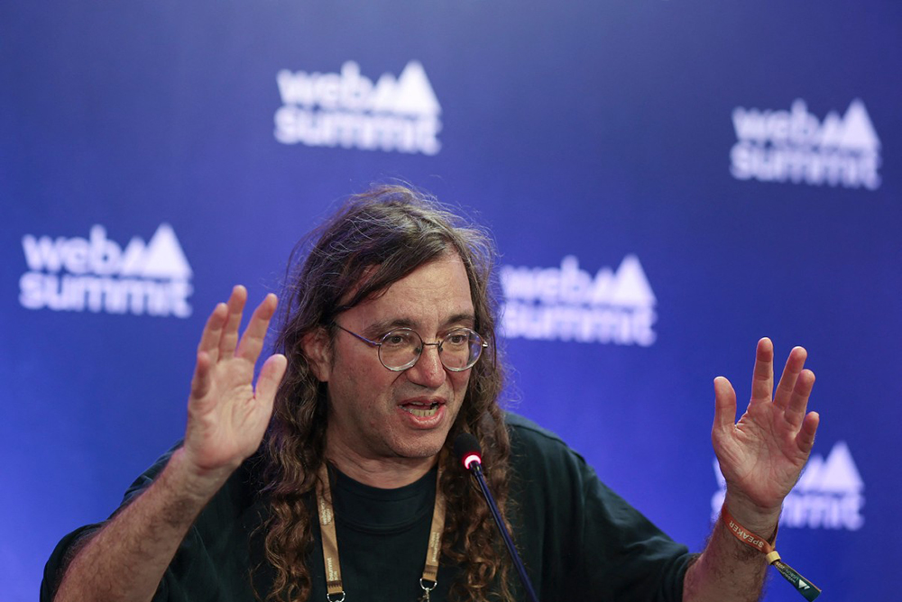 SingularityNET CEO and founder Ben Goertzel speaks at the Web Summit at Parque das Nacoes in Lisbon, on November 13, 2025. Web summit runs from November 10 to 14. 