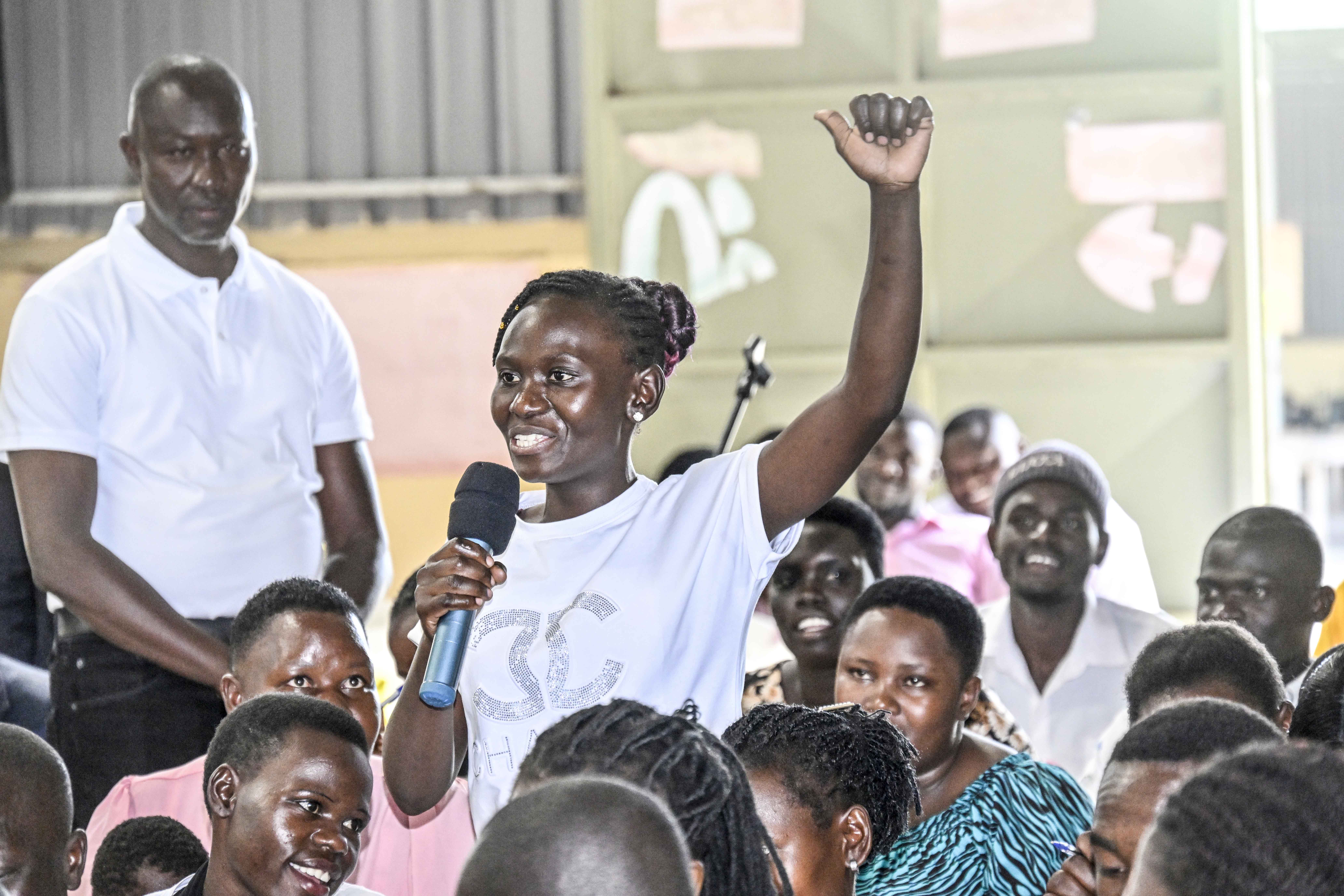 A former student praises and appreciates President Yoweri Kaguta Museveni for changing her life. This was during the Training to Regional President Industrial hubs of Bukedi, Busoga and Bugisu SACCO leaders on Management of the SACCO funds from President Yoweri Kaguta Museveni at Bukedi sub-region Industrial hub in Lwatama sub-county, Kibuku district, October 17, 2025. (All Photos by PPU/Tony Rujuta)