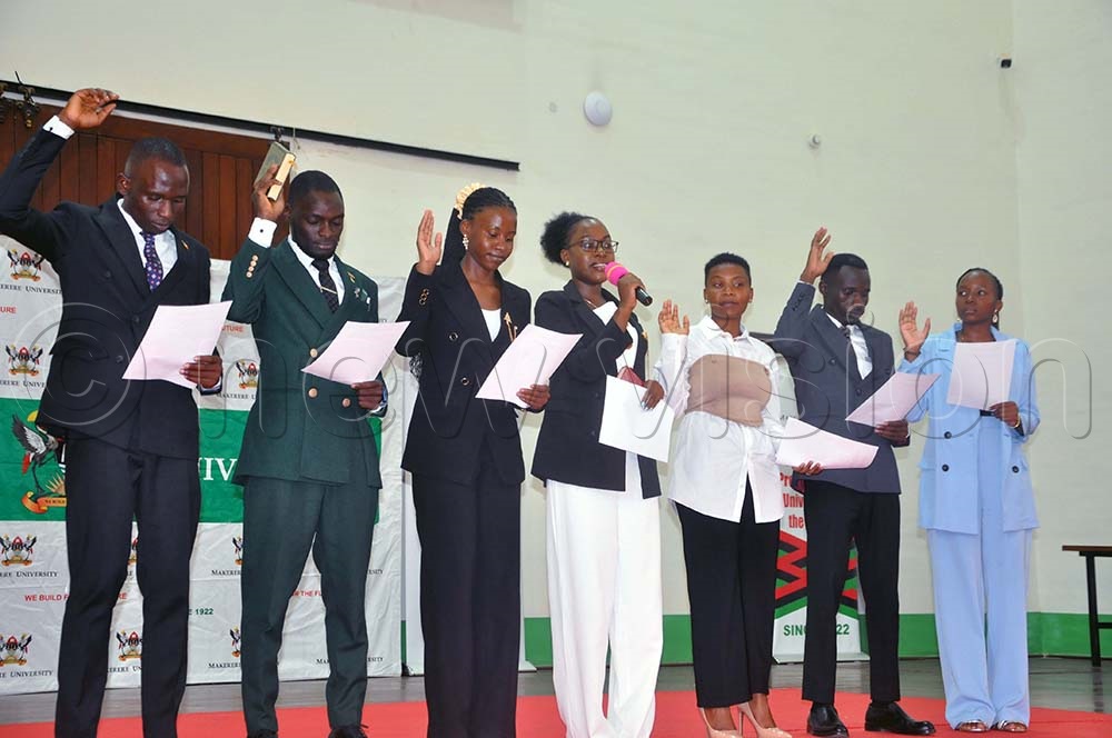 Guild Council representatives and guild cabinet ministers are being sworn in as Makerere University’s 91st guild leaders. (Credit: John Odyek)