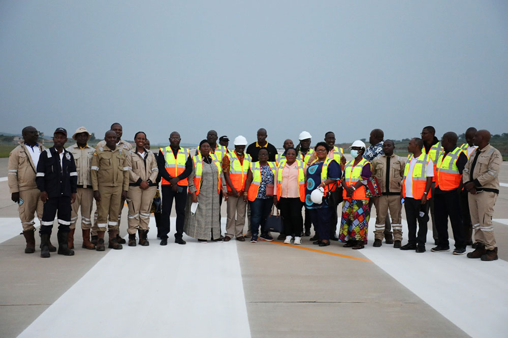 Members of the Public Service Commission and staff of Petroleum Authority of Uganda pose for a group photo at Kabalega International Airport site during the three-day working visit in the Albertine graben. (Photo by Benon Ojiambo)