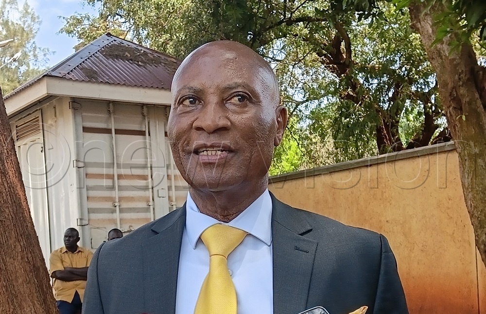 Sanon Kaloli Dhizala, the petitioner in the Bugabula South MP election petition, speaks to New Vision Online at the court premises on Monday. (Credit: Doreen Musingo)