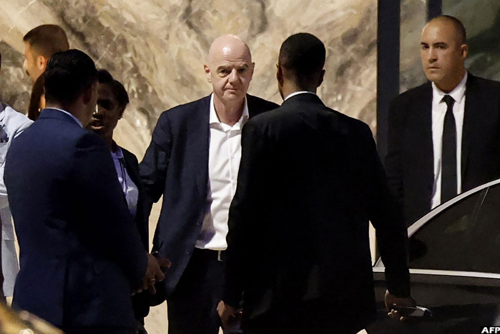 FIFA president Gianni Infantino leaves Al-Madina Stadium in Rabat, Morocco following the 2026 Women's Africa Cup of Nations match between Malawi and Zambia on August 5, 2026.