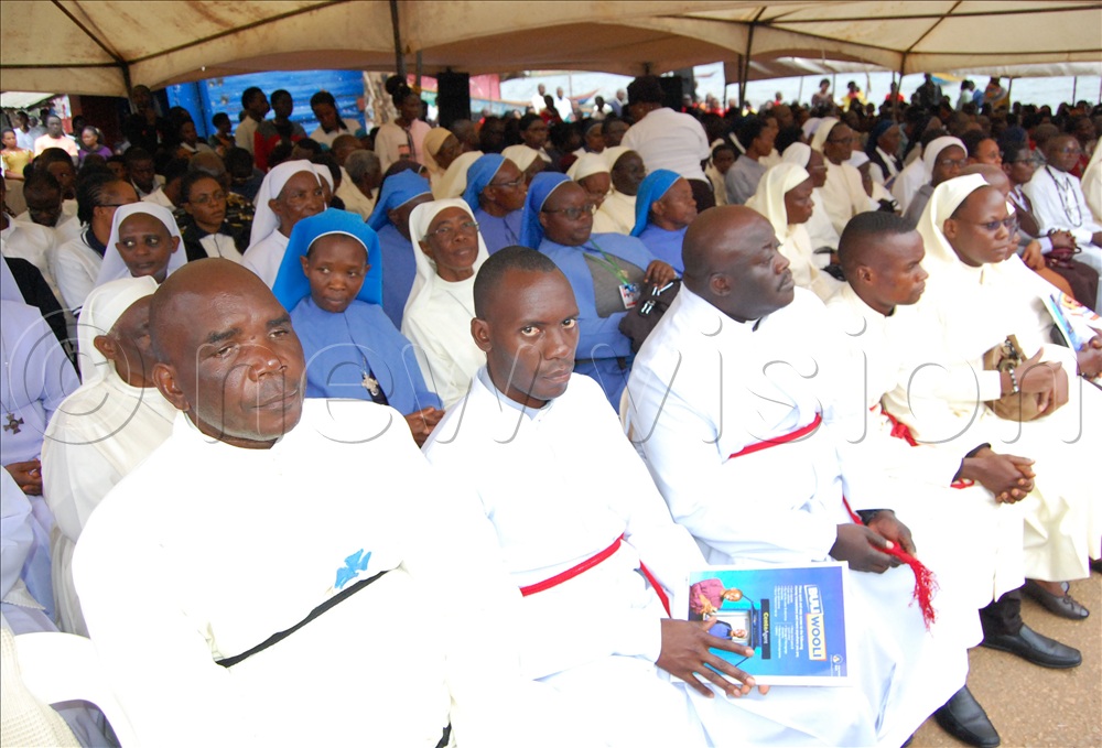 A spectacle of the consecrated  religious  men and wpmen during the Pontifical mass of the commemoration of the 147 th anniversary of the advent of  the pioneer missionaries  in Uganda at Mapeera Memorial church, Kigungu Landing Site, in Entebbe Municipality on Tuesday, February 17, 2026. 