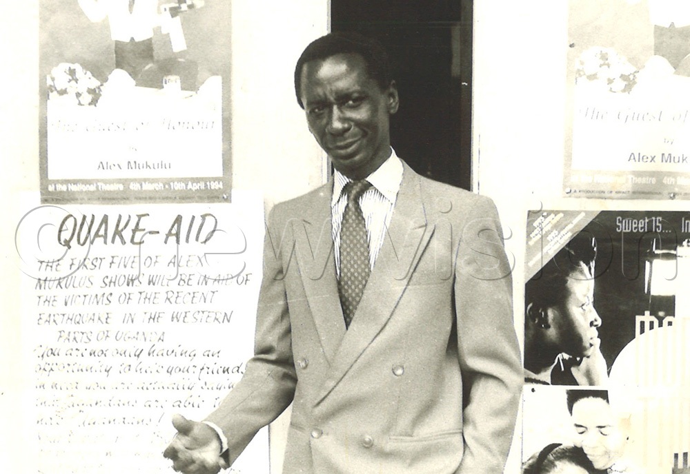 Alex Mukulu promoting his new production in Kampala early, 4th March 1994. (Credit: New Vision Archives)