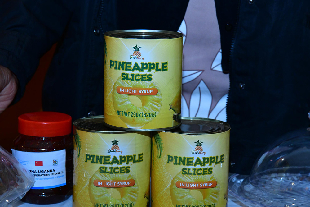 Some of the canned pineapple samples. The first 100 metric tons of canned pineapples have been flagged off to China. (Courtesy photo)