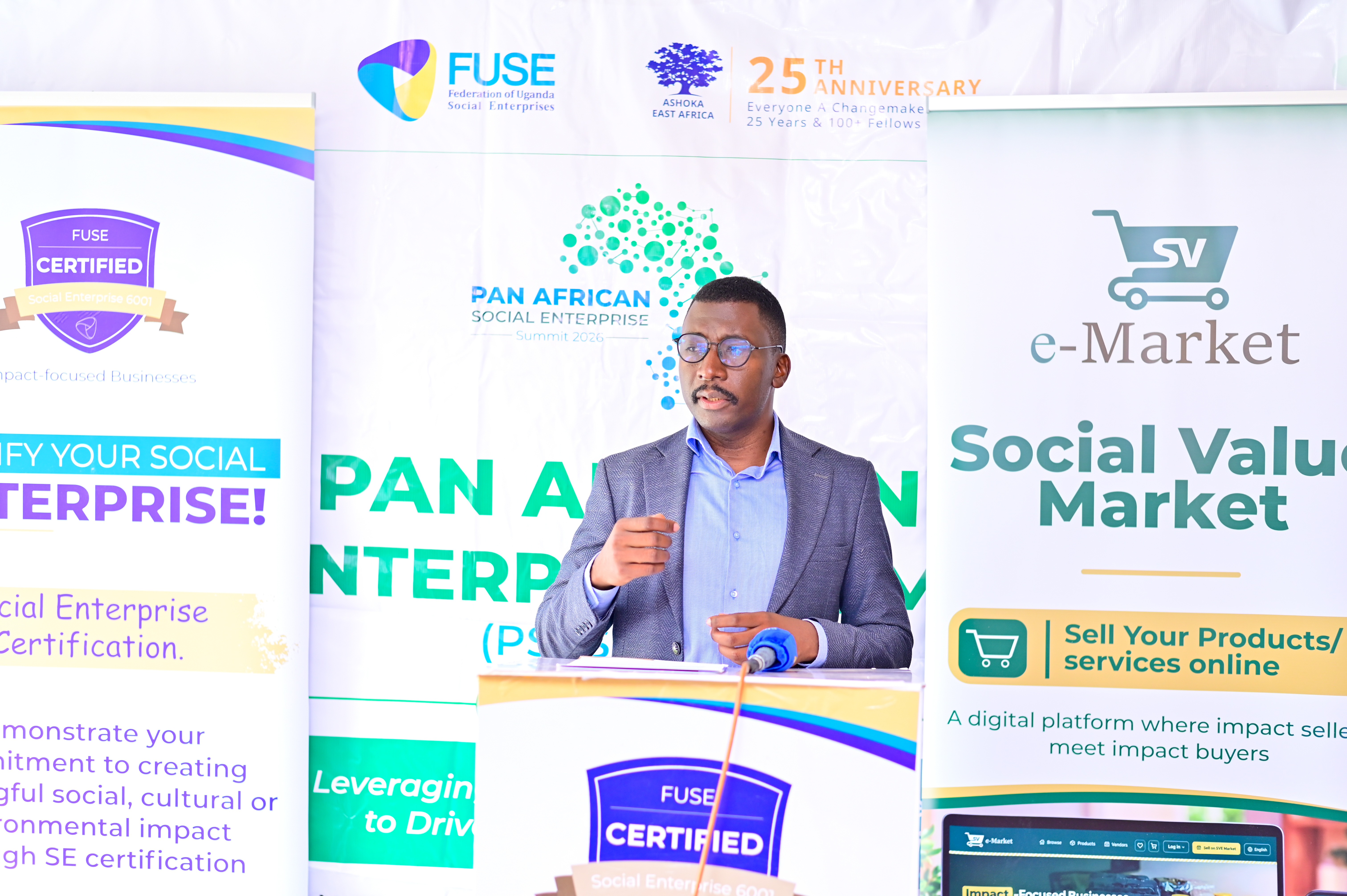 FUSE president Timothy Mugerwa speaks during the launch of Uganda’s first national social enterprise certification system at Kampala Club in Kampala on Thursday, October 29, 2026.