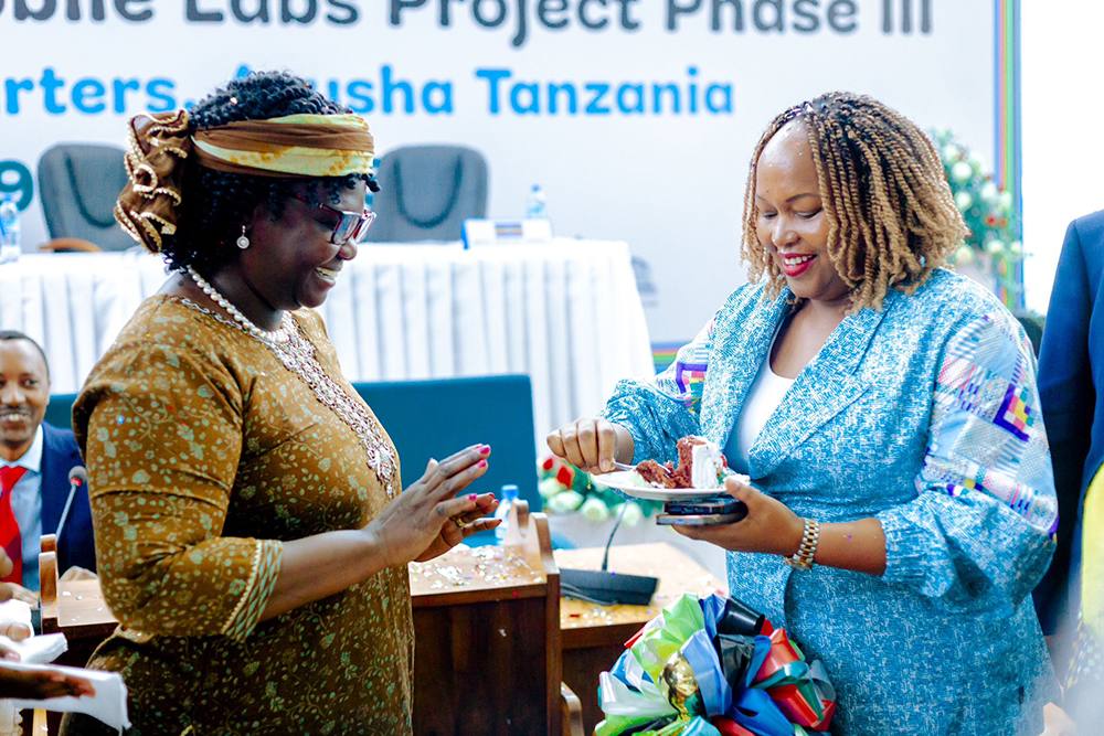 (L-R) The Chairperson of the EAC Council of Ministers and Kenya’s Cabinet Secretary for EAC Affairs, Hon. Beatrice Askul Moe, with EAC Secretary General, Hon. Veronica Nduva, during the launch. (Courtesy)