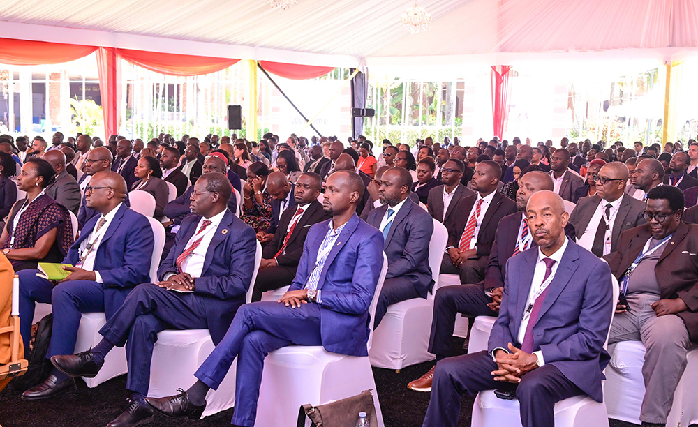 Some of the delegates who turned up for the Uganda Development Finance Summit at Speke Resort Munyonyo, listening to President Museveni's address on Monday, September 1, 2025. (PPU Photo)