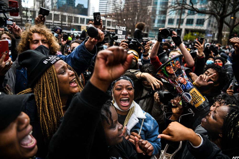 The same day, outside the Hennepin County Government Center in Minneapolis, Minnesota, people celebrated as the verdict was announced.