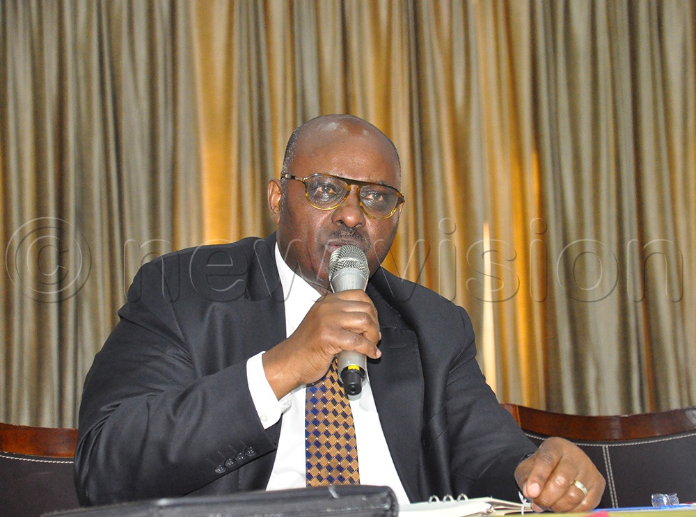 Ben Kumanya, the Permanent Secretary Ministry of Local Government addressing participants during a meeting with District Health Officers (DHO) and District Education Officer (DEO) in Kampala on September 23, 2025. (Photo by Nancy Nanyonga)