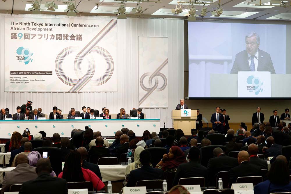  Antonio Guterres, Secretary General of the United Nations, delivers a speech during the opening ceremony for the 9th Tokyo International Conference on African Development (TICAD 9) in Yokohama, Kanagawa prefecture, south of Tokyo on August 20, 2025. (AFP Photo)