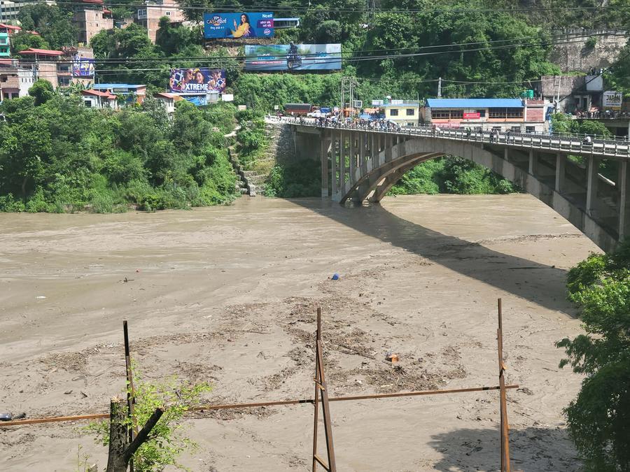 This photo taken on Aug. 26, 2026 shows a view of the Trishuli River after flash floods in Nepal. (RSS via Xinhua)
