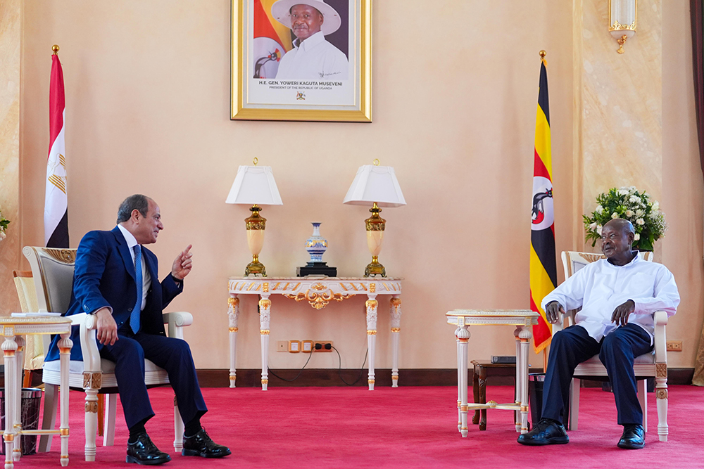 President Museveni with Egyptian President Abdel Fattah El-Sisi at State House Entebbe. (PPU)