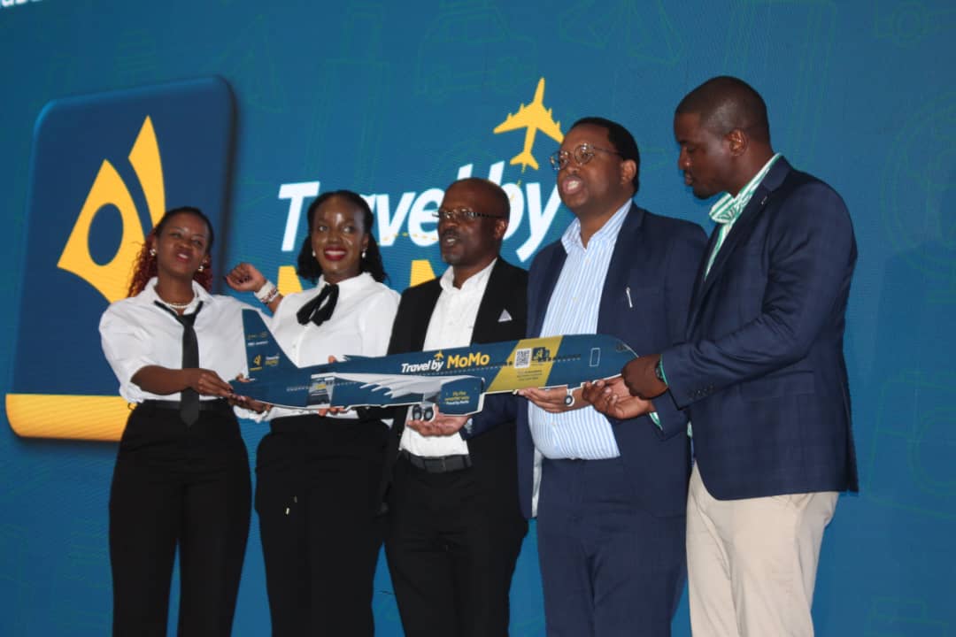 Abakulu mu kkampuni ya MTN bwebabadde batongoza enkola empya eya tekinologiya etuumiddwa " Travel with MoMo"