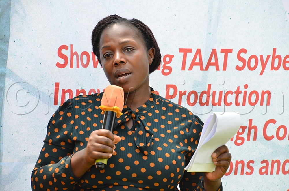 Dr Eunice Kesiime, who represented Dr Pamela Paparu, the head legumes department at NARO. (Photo by Stuart Yiga)