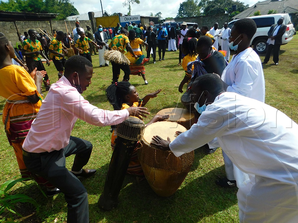 The Tooro people love dining, wining and feasting with music accompanied by drums. (Photo by Titus Kakembo)