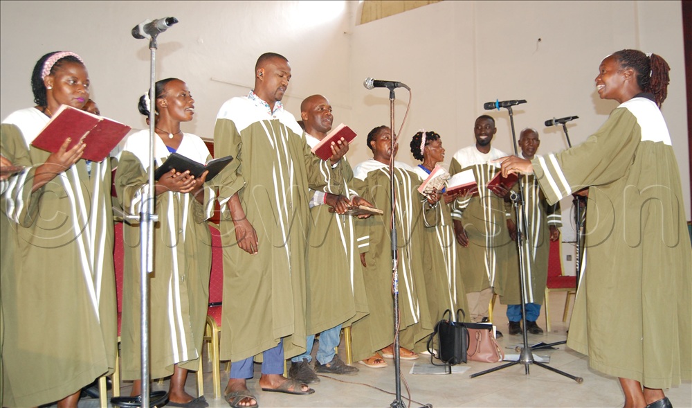 The choir from Ndeeba Catholic parish leading the singing during mass.