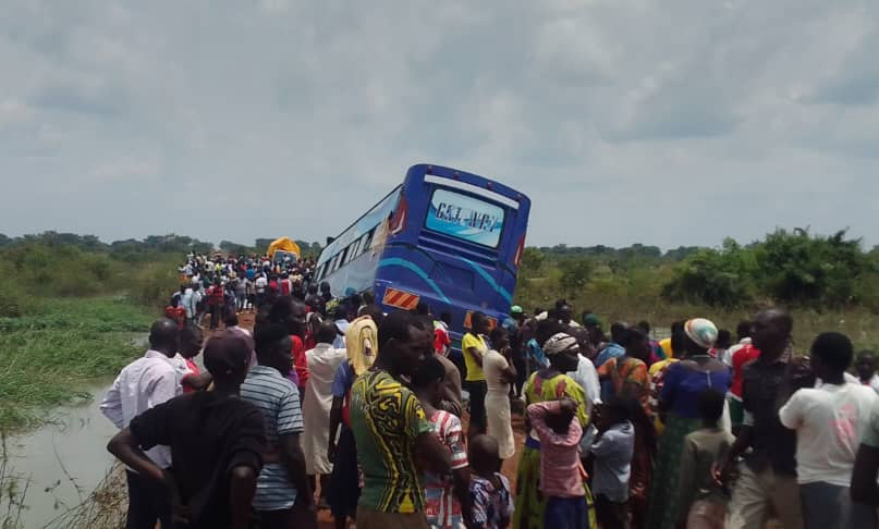 A Gateway bus stuck after the water destroying the bridge an issue that has highly affected transport. (Courtesy photo)