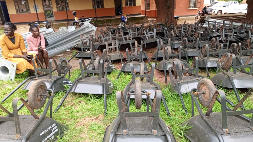 The 80 wheelbarrows were part of the 60 spades, 25 pickaxes, 35 fork hoes and two heavy-duty hammers, all intended to facilitate effective road sweeping, drainage maintenance and street cleaning. (Photo by Christopher Nyeko)