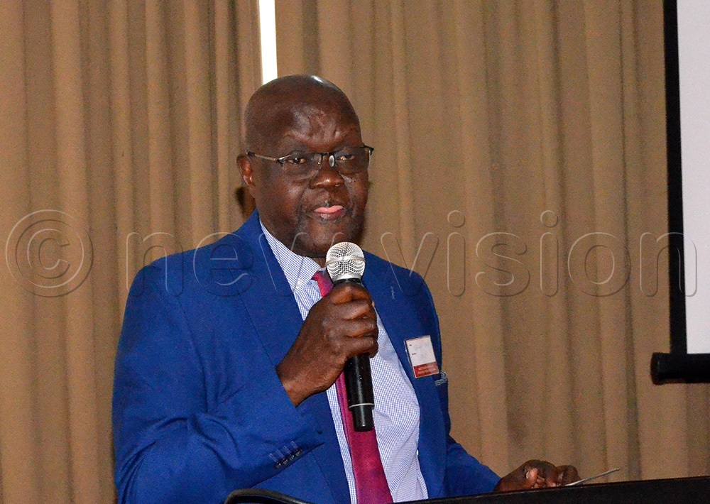 Prof. Joel Okullo, Chairperson Uganda Medical and Dental Practitioners Council speaking during capacity-building workshop on digital health regulation at Sheraton hotel. (Photo by Violet Nabatanzi)