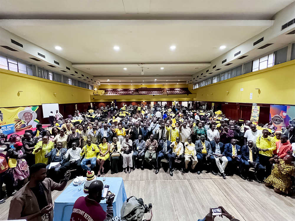 NRM members pose for a photo during the National Resistance Movement (NRM) South Africa victory celebrations and the launch of the Uganda Diaspora SACCO in Cape Town on March 28, 2026. (Courtesy photo)