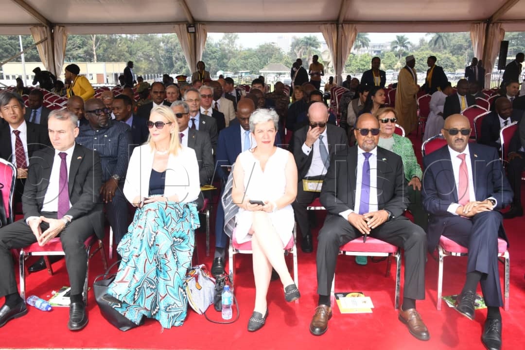 The British High Commissioner to Uganda, Lisa Chesney (4th left) with other dignitaries at the independence day celebrations.