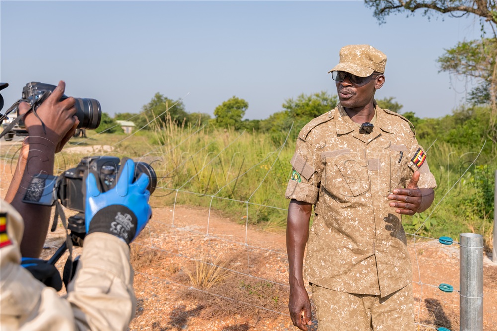 Sgt Major Opido Jimmy, a ranger with UWA speaking about the success of the electric fencing project.