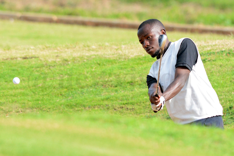  Abdoul Rukundo of Burundi chips during the fourth round of the Africa Region IV Golf Championships  at Lake Victoria Serena Golf Resort course