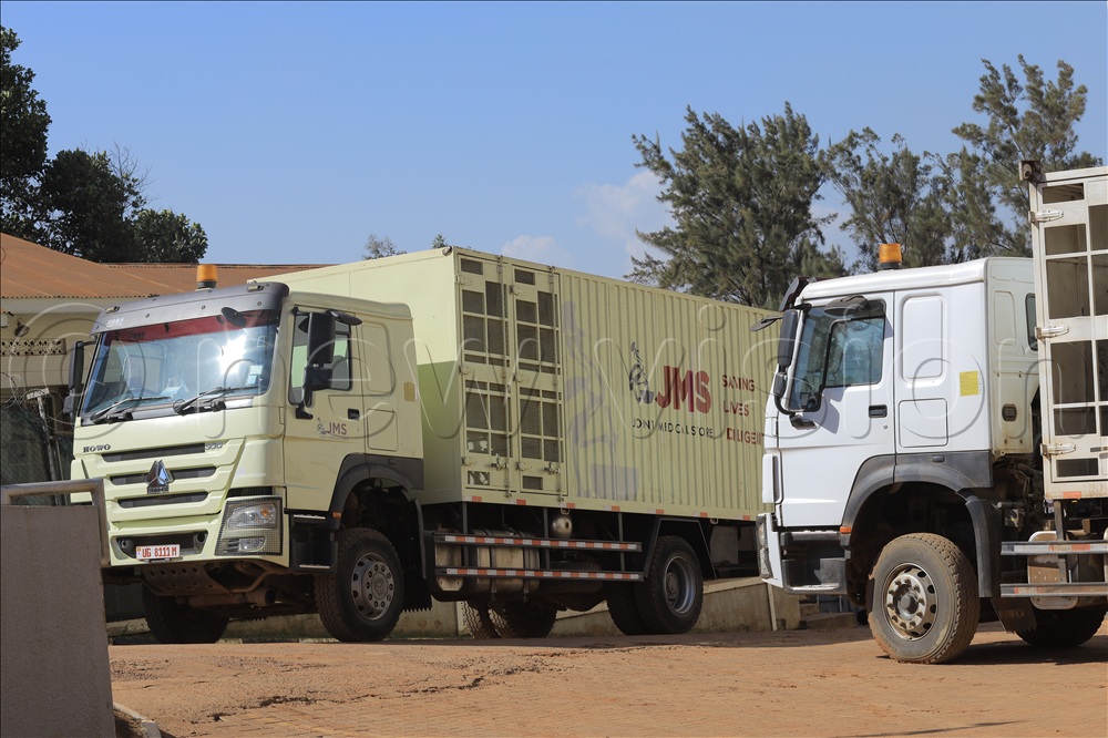 Medicine carriers at JMS stores in Nsambya.