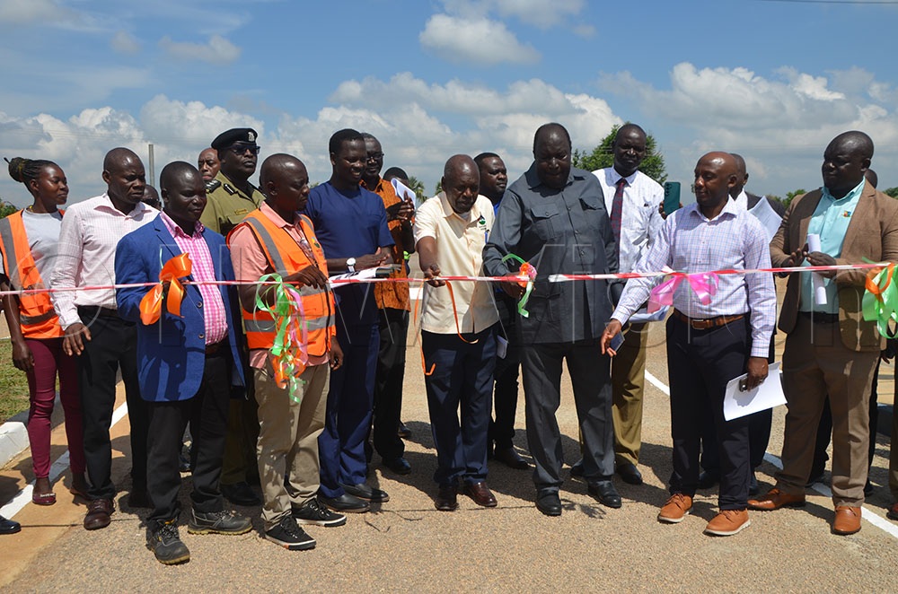 Prof John Robert Ikoja Odongo and other leaders commissioning the main gate of Soroti University on Friday September 25th, 2026. (Credit: Delux Emmy Alomu)